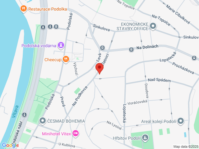 Google map: Na Zlatnici 8, Praha